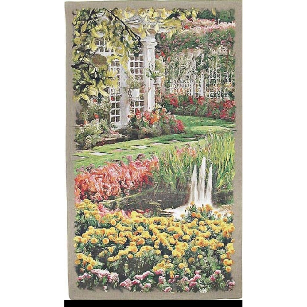 Jardin Med. I Belgian Tapestry Wall Hanging 52x33"Cotton/Viscose/Polyester CHF